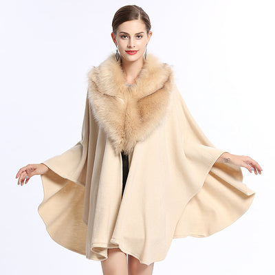 Poncho Capa de Punto con Cuello de Pelaje Sintético Oversized - Image 2