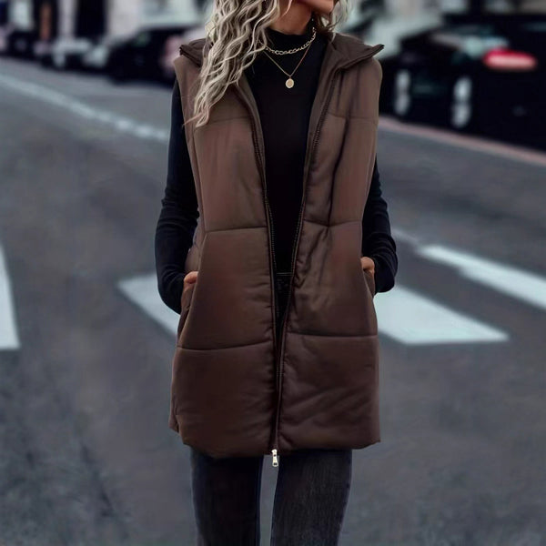 Chaleco Acolchado con Capucha y Cierre - Diseño Minimalista Otoño Invierno