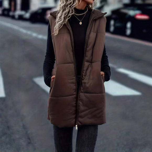 Chaleco Acolchado con Capucha y Cierre - Diseño Minimalista Otoño Invierno
