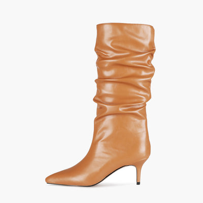 Botas Stiletto Plisadas de Moda Otoñal - Tacón Alto Elegante - Image 4