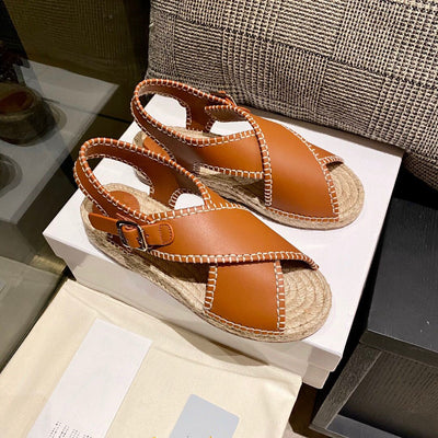 Sandalias Planas de Cuero y Cuerda de Cáñamo para Verano - Image 7