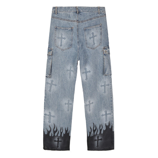 Jeans Rectos Sueltos Graffiti Retro Estilo Street - Image 15