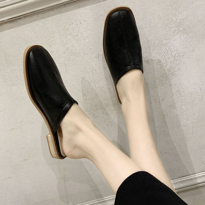 Sandalias de Cuero Suave con Tacón Bajo Baotou para Mujer - Image 12