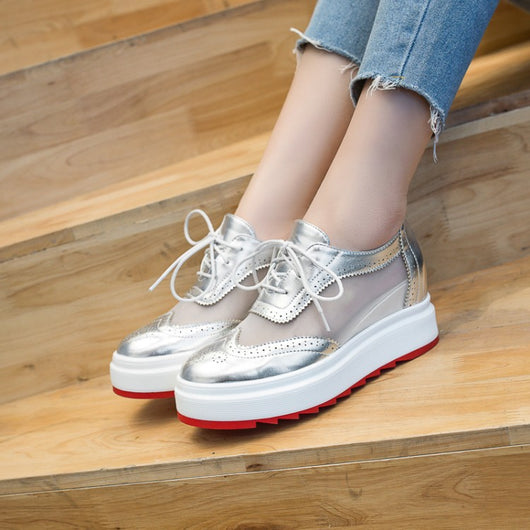 Zapatos Plataforma con Lentejuelas y Cordones