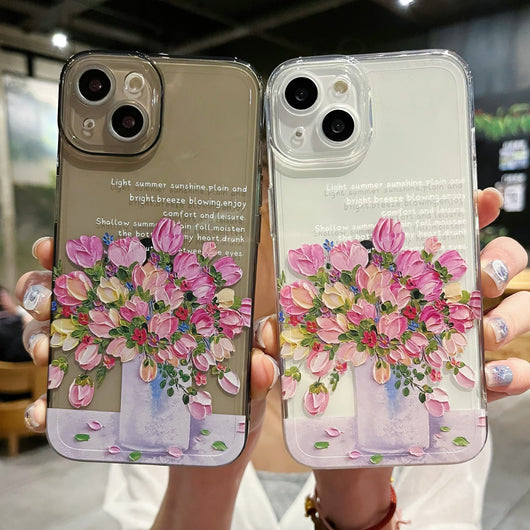 Funda Protectora Transparente Floral para Celular