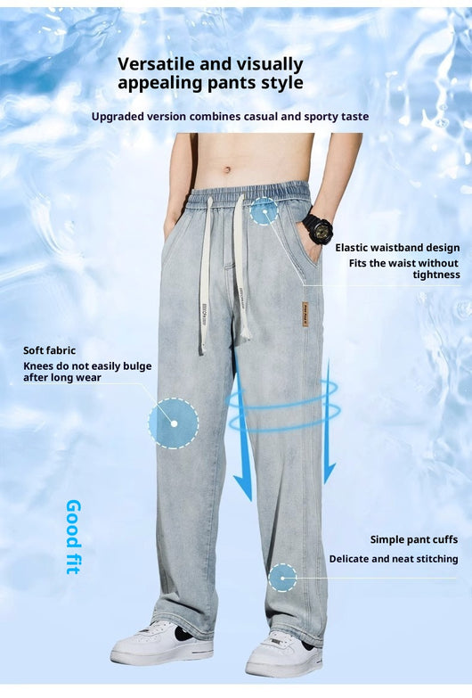 Pantalones Casuales Hombre Cintura Elástica Estilo Retro Americano - Image 15