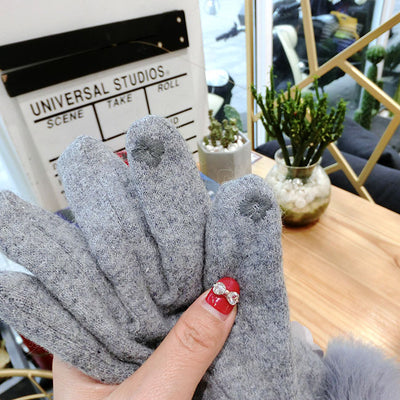 Guantes de Lana Térmica para Mujer con Bolitas de Pelaje - Image 9