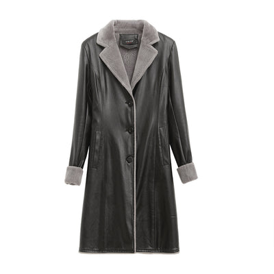 Abrigo Trench Coat de Cuero PU Premium con Forro Velvet - Image 3