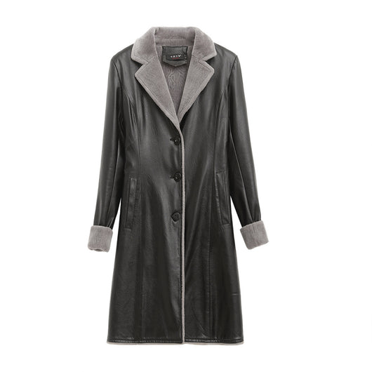 Abrigo Trench Coat de Cuero PU Premium con Forro Velvet - Image 3