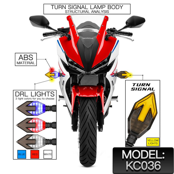 Luces Direccionales LED de Doble Color para Moto con Guía de Luz en Flecha