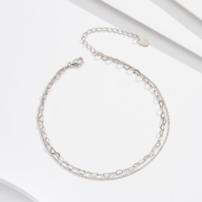 Collar y Tobillera Doble Capa en Plata Esterlina S925 - Diseño Minimalista - Image 5
