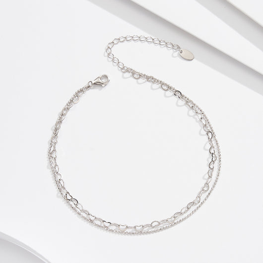 Collar y Tobillera Doble Capa en Plata Esterlina S925 - Diseño Minimalista - Image 5