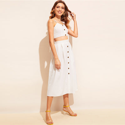 Vestido Blanco de Dos Piezas con Tirantes - Image 13