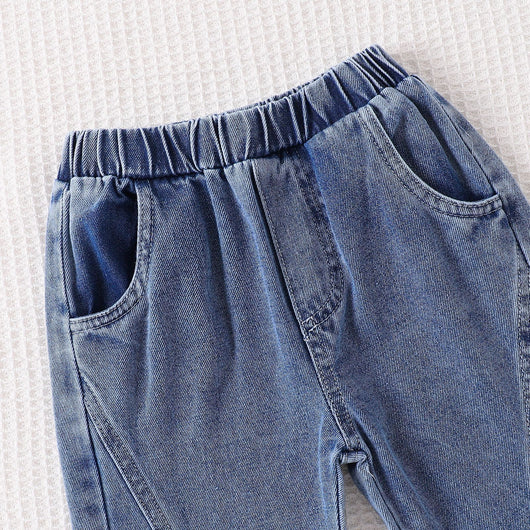 Conjunto de Pantalones Denim Microacampanados de Dos Piezas - Image 9