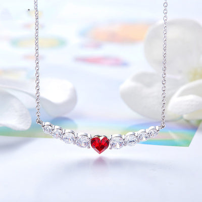 Collar de Plata con Cristal Rojo - Colgante Romántico para Mujer - Image 6
