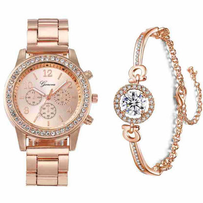 Reloj de Pareja Acero Inoxidable con Movimiento de Cuarzo para Hombre y Mujer