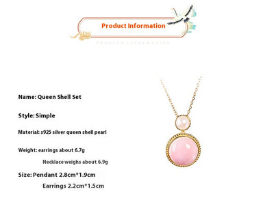 Aretes de Plata S925 con Concha Rosa y Diseño Geométrico Minimalista - Image 6
