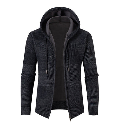Chaqueta de Punto Slim con Capucha y Cuadros para Hombre - Image 4