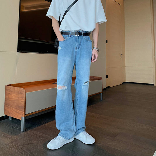 Jeans Rotos Holgados para Hombre - Diseño Desgarrado a la Rodilla
