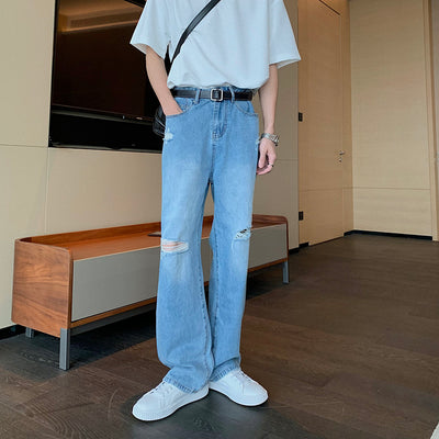Jeans Rotos Holgados para Hombre - Diseño Desgarrado a la Rodilla