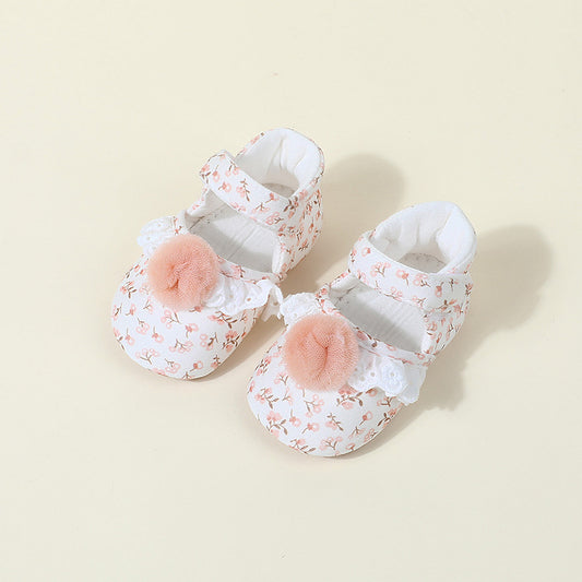 Zapatos de Algodón Floral Estilo Princesa Coreano para Niñas