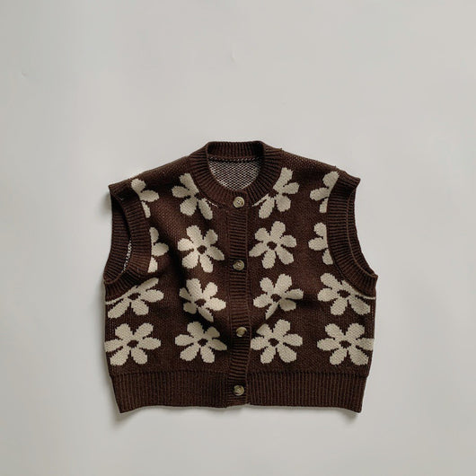 Chaleco Tejido Flores Retro Estilo Coreano para Niños - Image 9