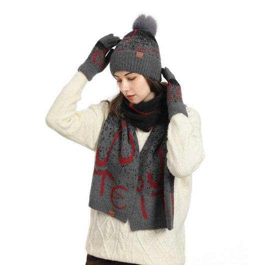 Conjunto de 3 Piezas: Gorro, Bufanda y Guantes de Felpa Jacquard Gruesa - Image 3