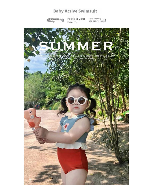 Traje de Baño Niña Estampado Encaje Secado Rápido Playa Verano - Image 12