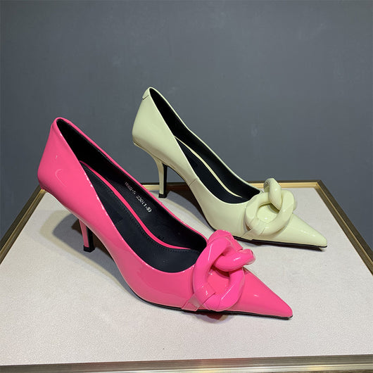 Tacones Charol Punta Fina Colores Caramelo - Elegancia Versátil - Image 4