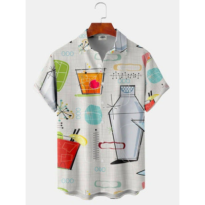Camisa Manga Corta Hombre Estampado 3D Digital Rayas Multicolor - Image 2