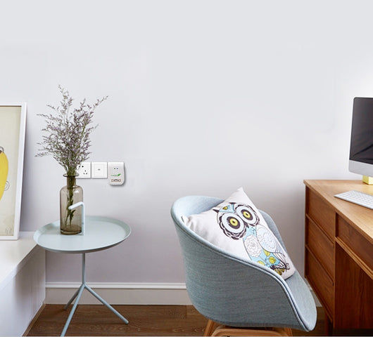 White and light blue plug-in air purifier with a leaf logo and 'Rnai Purifier' text on the front. - Image 5