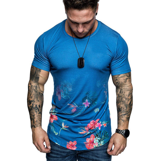 Camisa Estampada Flores Slim Fit Hombre Manga Corta Casual Plus Size - Image 4