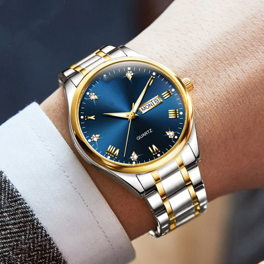 Reloj de Negocios Tuhao Gold Diamond con Cuarzo Resistente al Agua y Esfera Luminosa - Image 7