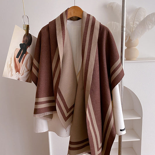 Bufanda Térmica Mujer con Patrón Geométrico y Líneas Jacquard - Image 17