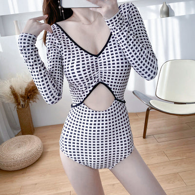 Traje de Baño Retro de Manga Larga para Niñas