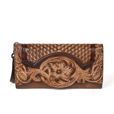 Cartera Larga de Cuero Genuino con Diseño Embosado Estilo Chino - Image 8