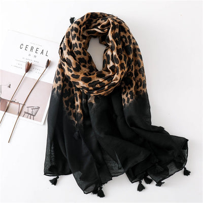 Pañuelo Dual Estampado Leopardo en Algodón, Lino y Seda - Image 8