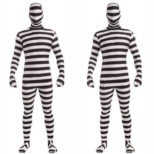 Uniforme de Presidiario Blanco y Negro para Halloween - Image 6