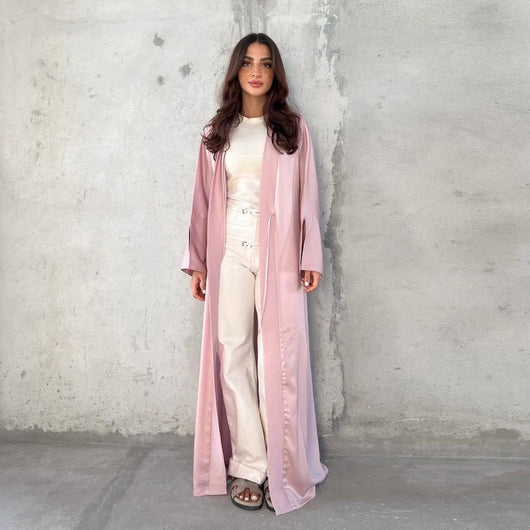 Vestido Abaya de Satén Suave - Moda Elegante Oriente Medio - Image 23
