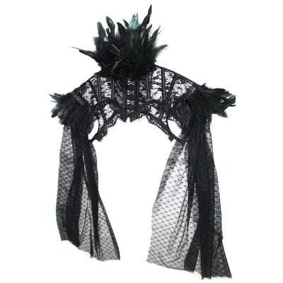 Capa Elegante con Encaje y Plumas - Manga Larga - Image 8