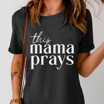 Playera Gráfica Oración de Madre Estilo Europeo Americano Cuello Redondo - Image 7