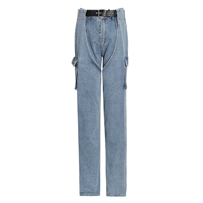 Jeans Talle Alto Cintura Elevada con Bolsillos Grandes Corte Recto - Image 15