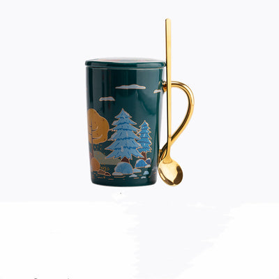 Taza de Café de Cerámica con Tapa y Cuchara - Image 15