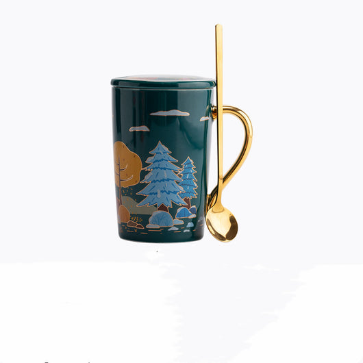 Taza de Café de Cerámica con Tapa y Cuchara - Image 15
