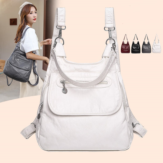 Mochila de Cuero Lavable Multifuncional de Gran Capacidad - Image 10