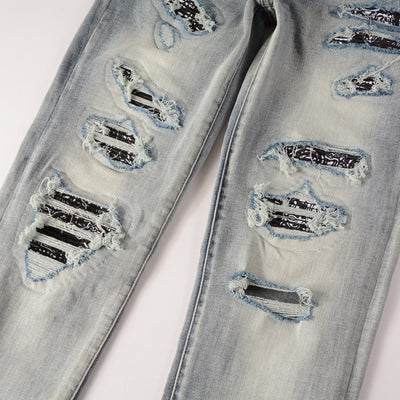 Jeans Slim Fit Elásticos con Parches Estampados en Tonos Claros para Hombre - Image 12