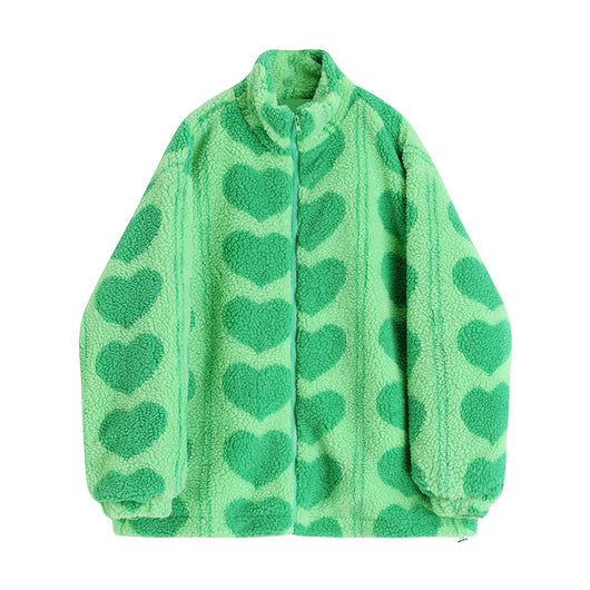 Chaqueta Puffer de Lana de Cordero con Patrón de Corazones - Image 3
