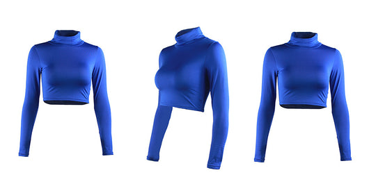 Crop Top Manga Larga Cuello Alto - Image 35