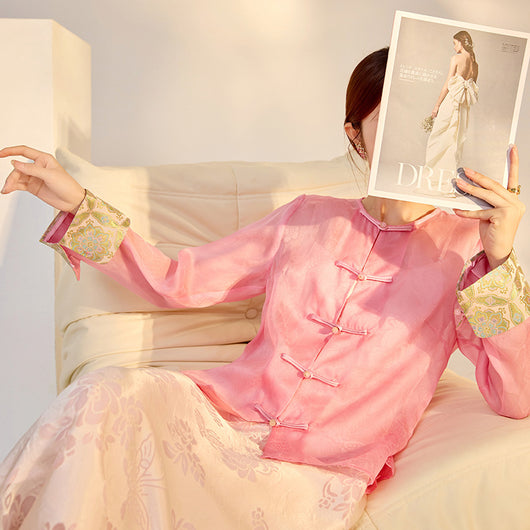 Blusa Retro Elegante con Bordado Chino y Botones Decorativos - Image 2