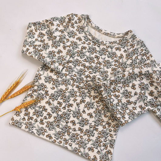 Light yellow infant long-sleeved pajama set with milk bottle and cookie print, suitable for homewear. - Image 22